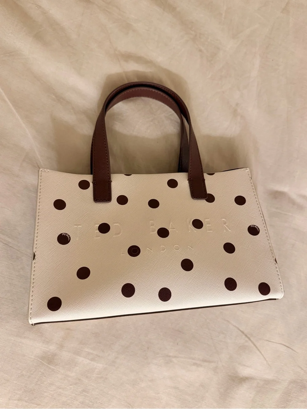Ted Baker Cream Tote with Brown Polka Dots